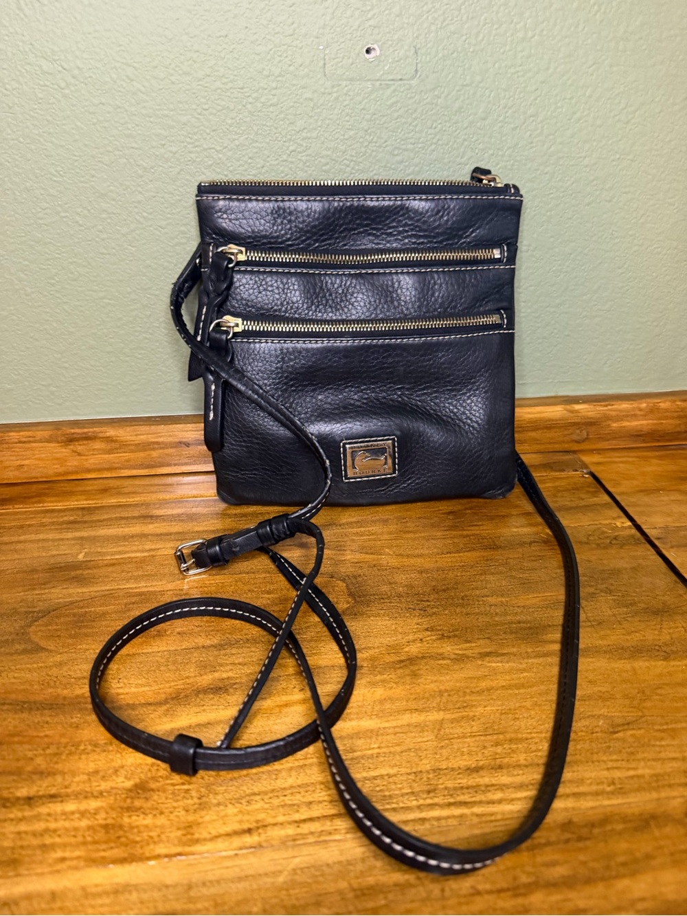 Dooney & Bourke Black Pebbled Leather Crossbody Bag